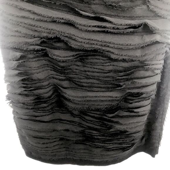 Diane Von Furstenberg Black Chiffon Tiered Ruffle Short Sleeve Stretch Dress - Picture 6 of 10